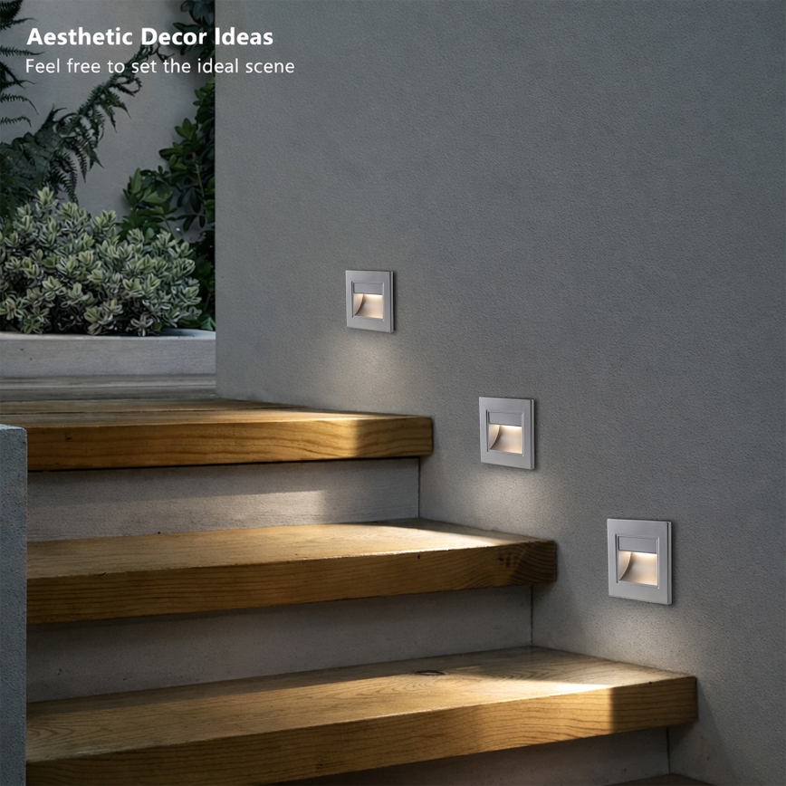 Brilagi - LED-Stufenleuchte STEP LIGHT LED/1,5W/230V IP44 Silber
