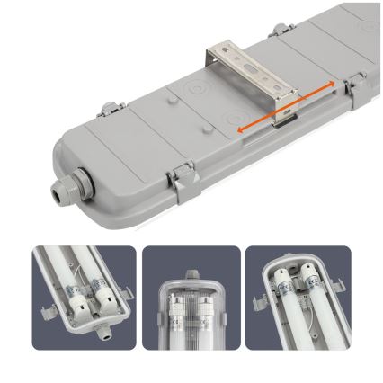 BRILAGI - OPTIMA T8 industrielle staubdichte LED-Leuchtstoffarmatur 2xG13/18W/230V 6500K IP65 128 cm