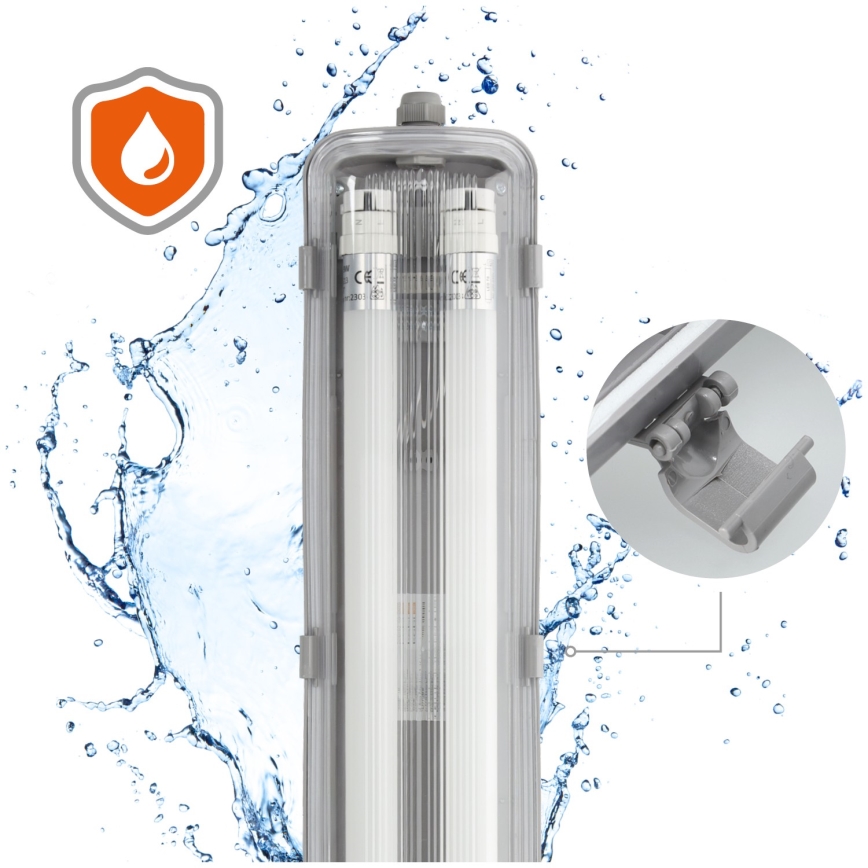 BRILAGI - OPTIMA T8 industrielle staubdichte LED-Leuchtstoffarmatur 2xG13/18W/230V 6500K IP65 128 cm