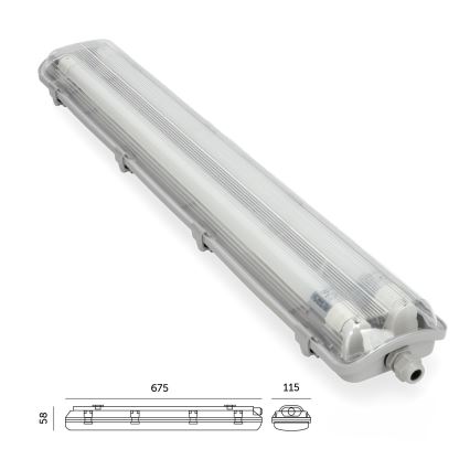 BRILAGI - Technische, staubdichte LED-Leuchtstoffröhrenleuchte OPTIMA T8 2xG13/9W/230V 4000K IP65 67,5 cm