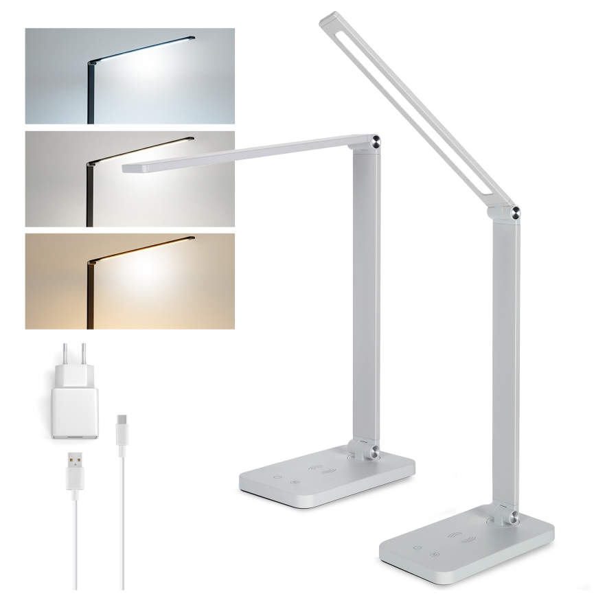 Brilagi - LED-dimmbare Touch-Tischlampe mit kabellosem QI-Ladegerät MODO CHARGE LED/7W/5V 3000/4000/6000K weiß