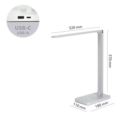 Brilagi - LED-dimmbare Touch-Tischlampe mit kabellosem QI-Ladegerät MODO CHARGE LED/7W/5V 3000/4000/6000K weiß