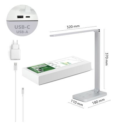 BRILAGI - LED-dimmbare Touch-Tischlampe mit kabellosem QI-Ladegerät MODO CHARGE LED/7W/5V 3000/4000/6000K weiß