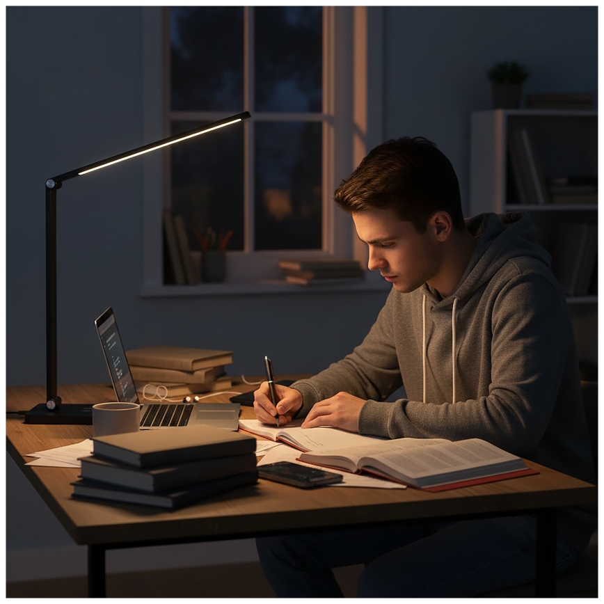 Brilagi - dimmbare LED-Touch-Tischlampe mit kabelloser QI-Ladefunktion MODO CHARGE LED/7W/5V 3000/4000/6000K schwarz