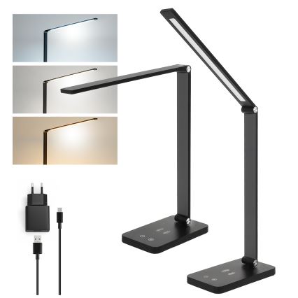 Brilagi - dimmbare LED-Touch-Tischlampe mit kabelloser QI-Ladefunktion MODO CHARGE LED/7W/5V 3000/4000/6000K schwarz