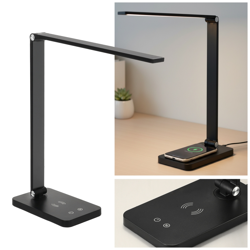 Brilagi - dimmbare LED-Touch-Tischlampe mit kabelloser QI-Ladefunktion MODO CHARGE LED/7W/5V 3000/4000/6000K schwarz