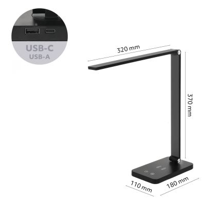 Brilagi - dimmbare LED-Touch-Tischlampe mit kabelloser QI-Ladefunktion MODO CHARGE LED/7W/5V 3000/4000/6000K schwarz