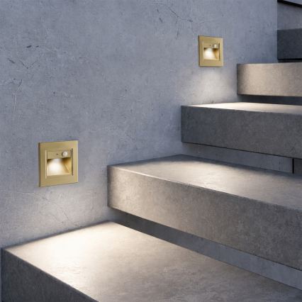 Brilagi - LED-Treppenleuchte mit Sensor STEP LIGHT LED/1,5W/230V IP44 goldfarben