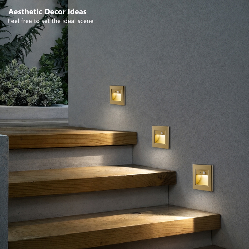 Brilagi - LED-Treppenleuchte mit Sensor STEP LIGHT LED/1,5W/230V IP44 goldfarben