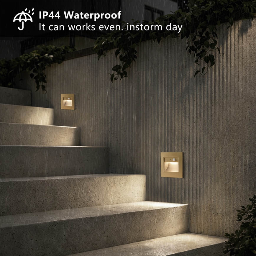 Brilagi - LED-Treppenleuchte mit Sensor STEP LIGHT LED/1,5W/230V IP44 goldfarben