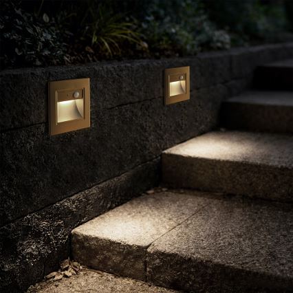 Brilagi - LED-Treppenleuchte mit Sensor STEP LIGHT LED/1,5W/230V IP44 goldfarben