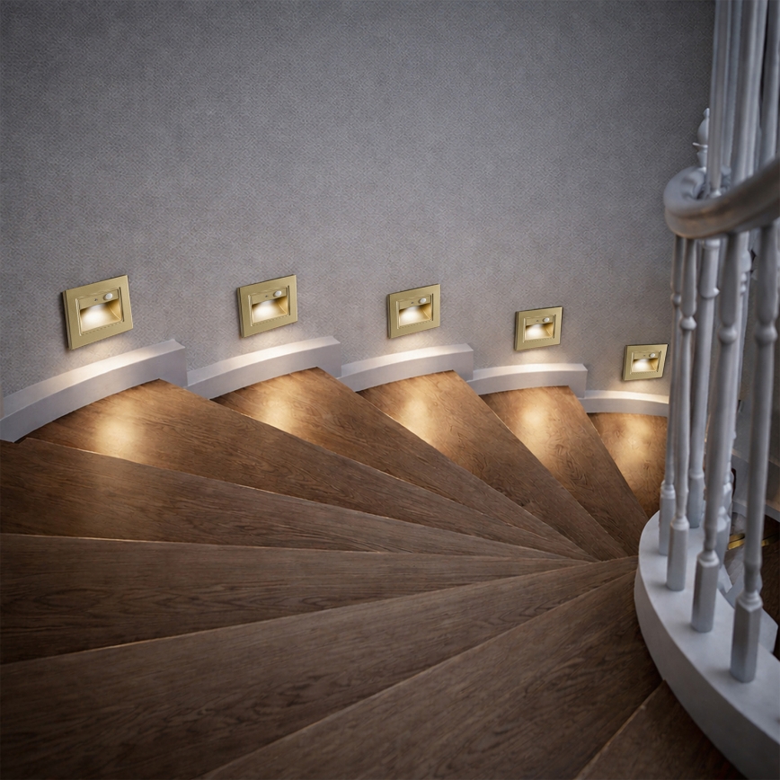Brilagi - LED-Treppenleuchte mit Sensor STEP LIGHT LED/1,5W/230V IP44 goldfarben