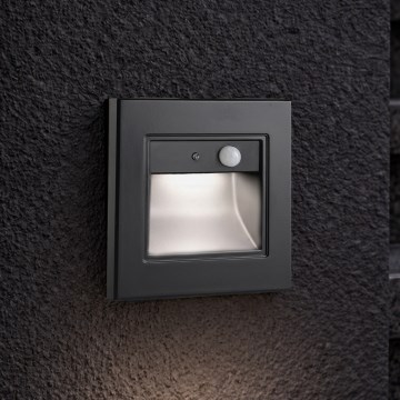 Brilagi - LED Treppenleuchte mit Sensor STEP LIGHT LED/1,5W/230V IP44 schwarz