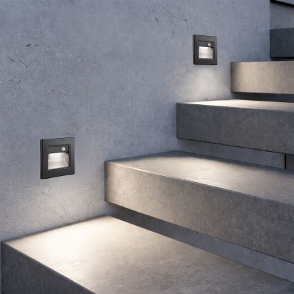 Brilagi - LED-Treppenleuchte mit Sensor STEP LIGHT LED/1,5W/230V IP44 schwarz