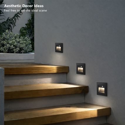 Brilagi - LED-Treppenleuchte mit Sensor STEP LIGHT LED/1,5W/230V IP44 schwarz