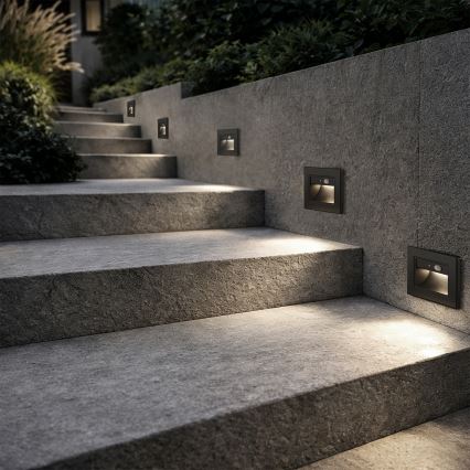 Brilagi - LED-Treppenleuchte mit Sensor STEP LIGHT LED/1,5W/230V IP44 schwarz
