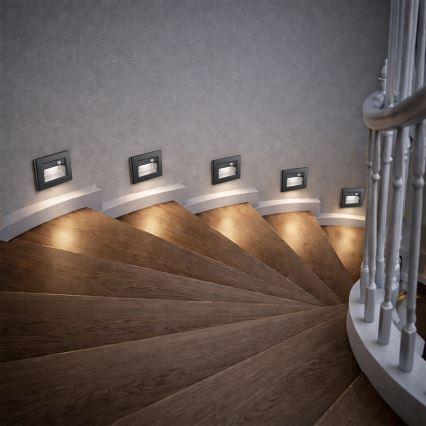 Brilagi - LED-Treppenleuchte mit Sensor STEP LIGHT LED/1,5W/230V IP44 schwarz