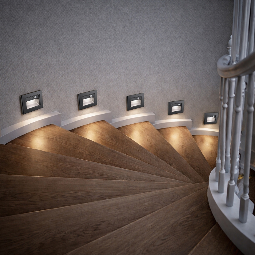 Brilagi - LED-Treppenleuchte mit Sensor STEP LIGHT LED/1,5W/230V IP44 schwarz