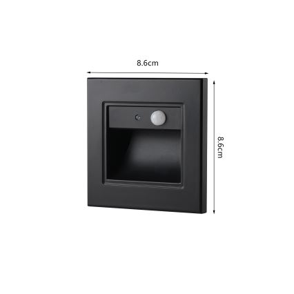 Brilagi - LED-Treppenleuchte mit Sensor STEP LIGHT LED/1,5W/230V IP44 schwarz