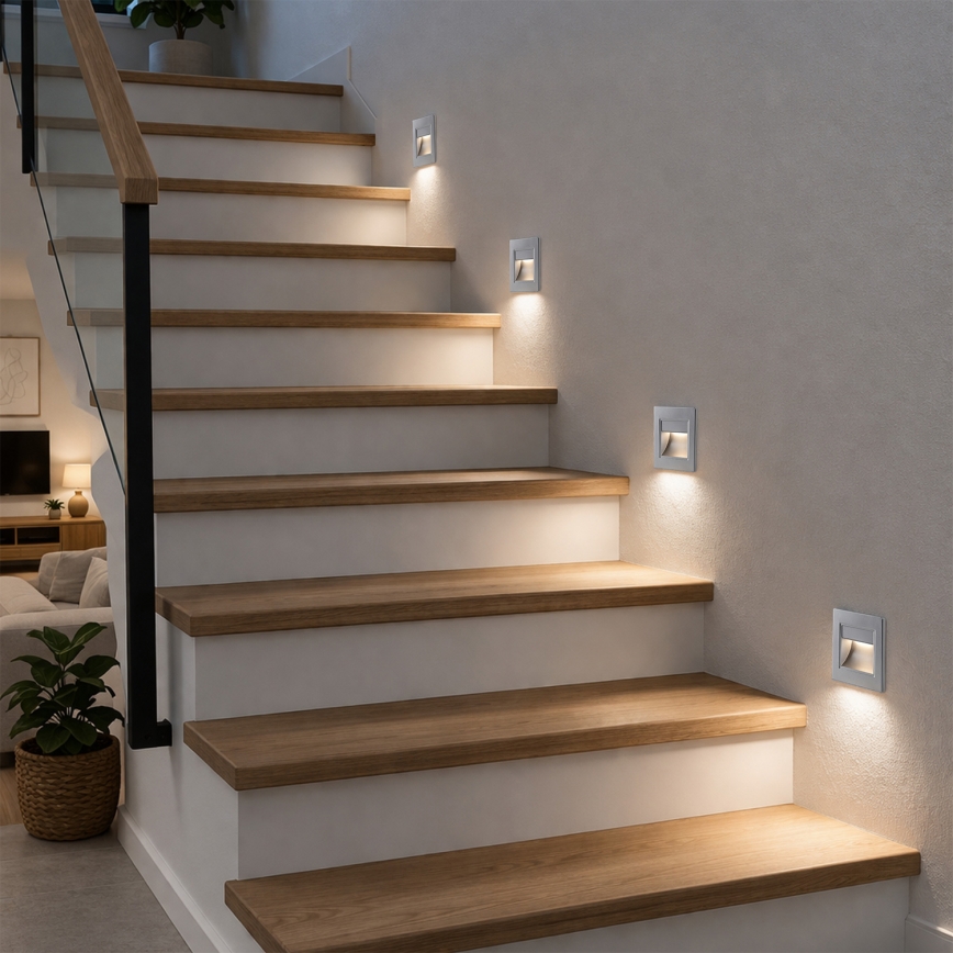 Brilagi - LED-Treppenleuchte STEP LIGHT LED/1,5W/230V IP44 silber