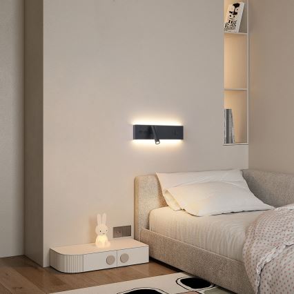 Brilagi - LED-Wandspot mit USB-Anschluss NOCTIS LED/3W/230V + LED/9W schwarz