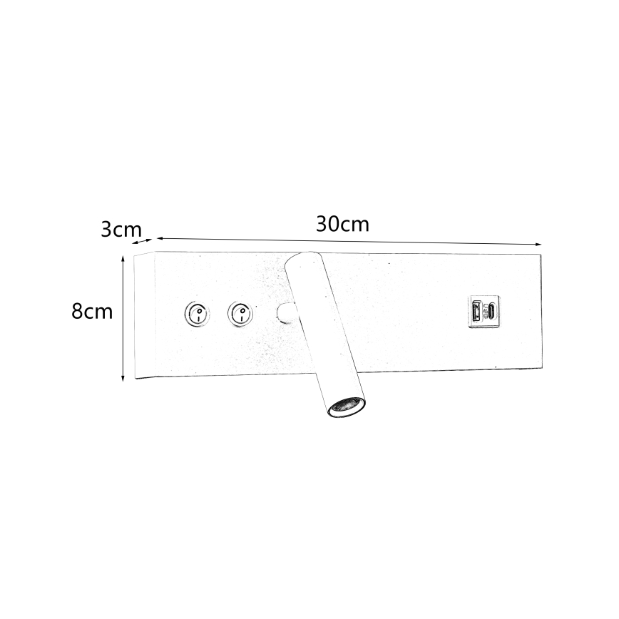 Brilagi - LED-Wandspot mit USB-Anschluss NOCTIS LED/3W/230V + LED/9W schwarz