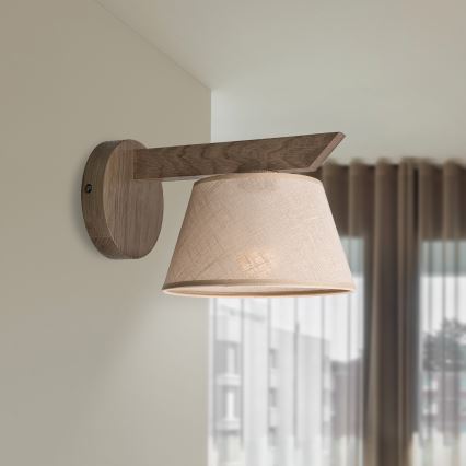 Brilagi - LED Wandleuchte ANTHONY 1xE14/40W/230V Eiche Nussbaum/Beige