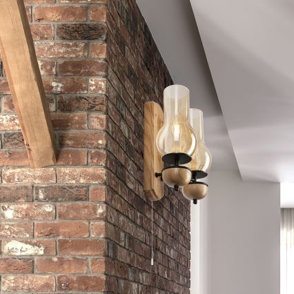 Brilagi - LED Wandleuchte COTTAGE 2xE14/40W/230V Eiche/braun