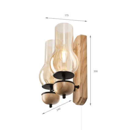 Brilagi - LED Wandleuchte COTTAGE 2xE14/40W/230V Eiche/braun