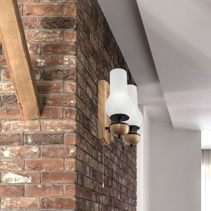 Brilagi - LED Wandleuchte COTTAGE 2xE14/40W/230V Eiche/weiß