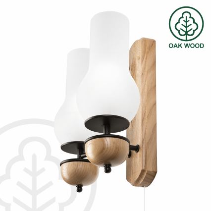 Brilagi - LED Wandleuchte COTTAGE 2xE14/40W/230V Eiche/weiß