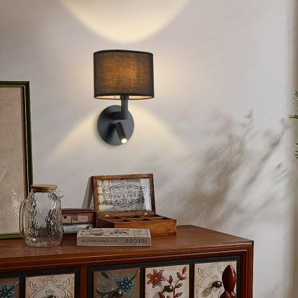 Brilagi - LED Wandleuchte DAYA 1xE14/40W/230V + LED/3W schwarz