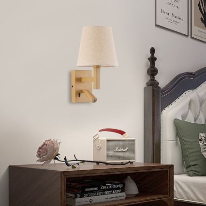 Brilagi - LED-Wandleuchte DEYA 1xE14/40W/230V + LED/3W Flachs/golden