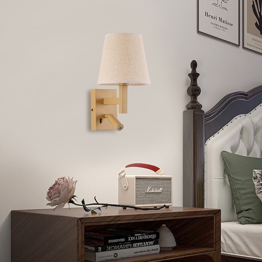 Brilagi - LED-Wandleuchte DEYA 1xE14/40W/230V + LED/3W Flachs/golden