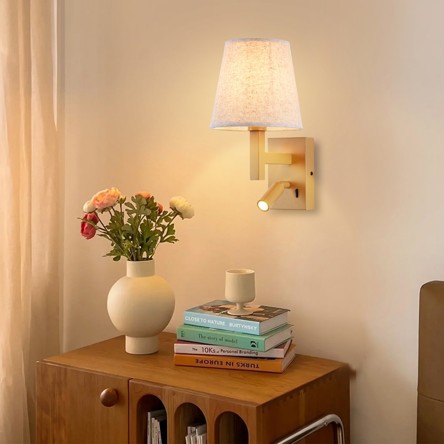 Brilagi - LED-Wandleuchte DEYA 1xE14/40W/230V + LED/3W Flachs/golden