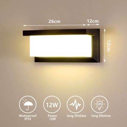 Brilagi - LED-Wandleuchte für den Außenbereich BRICKY LED/12W/230V schwarz IP54