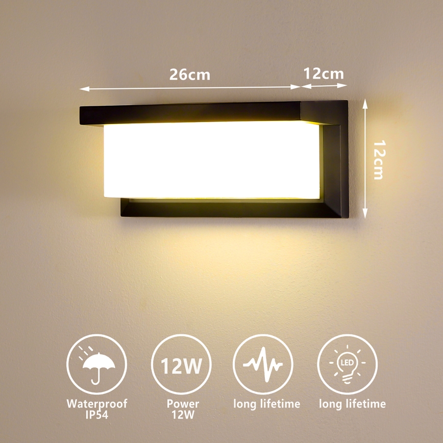Brilagi - LED-Wandleuchte für den Außenbereich BRICKY LED/12W/230V schwarz IP54