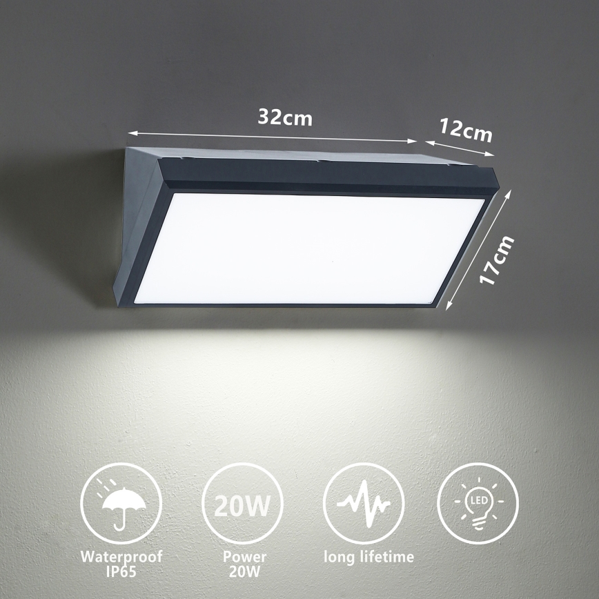 Brilagi - LED-Wandleuchte für den Außenbereich TRIANGLE LED/20W/230V anthrazit IP65