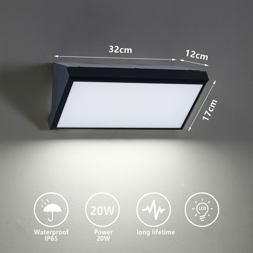 Brilagi - LED-Wandleuchte für den Außenbereich TRIANGLE LED/20W/230V 3000/4000/6500K schwarz IP65