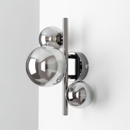 Brilagi - LED-Wandleuchte MILLA 3xG9/3W/230V schwarz-chrom/rauchglas