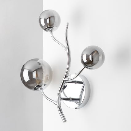 Brilagi - LED-Wandleuchte MISTEL 3xG9/3W/230V Schwarz-Chrom/Rauchglas