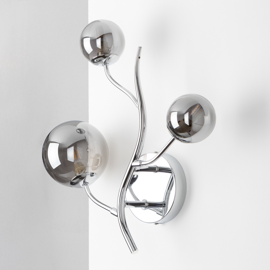 Brilagi - LED-Wandleuchte MISTEL 3xG9/3W/230V Schwarz-Chrom/Rauchglas