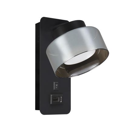 Brilagi - LED Wandleuchte mit USB-Anschluss AURA LUX 1xGX53/30W/230V schwarz/rauchgrau