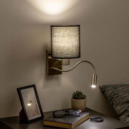 Brilagi - Flexible LED-Wandleuchte NUBILA 1xE27/25W/230V + LED/3W matt Chrom/schwarz