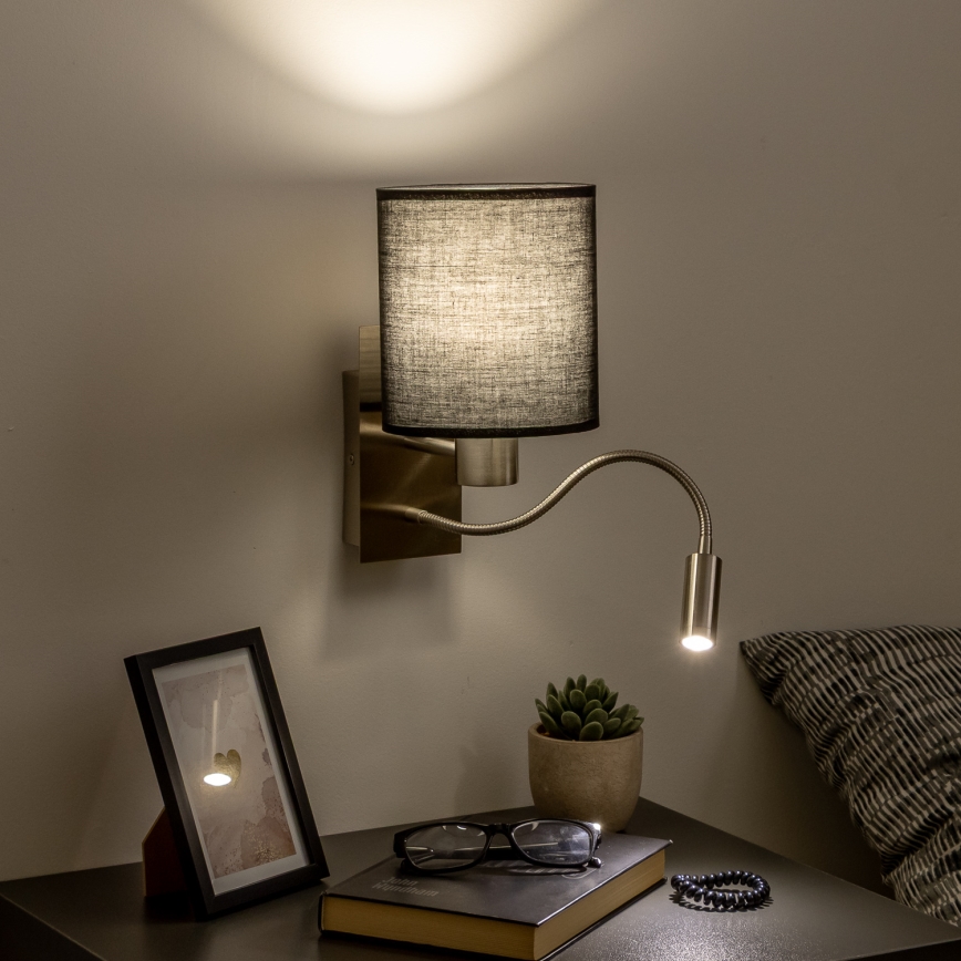 Brilagi - Flexible LED-Wandleuchte NUBILA 1xE27/25W/230V + LED/3W matt Chrom/schwarz