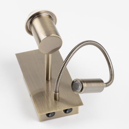 Brilagi - Flexible LED-Wandleuchte NUBILA 1xE27/25W/230V + LED/3W Messing/grün