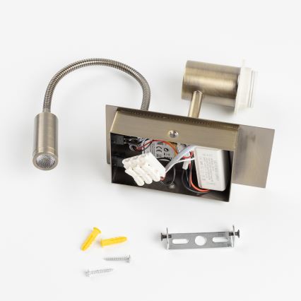 Brilagi - Flexible LED-Wandleuchte NUBILA 1xE27/25W/230V + LED/3W Messing/grün