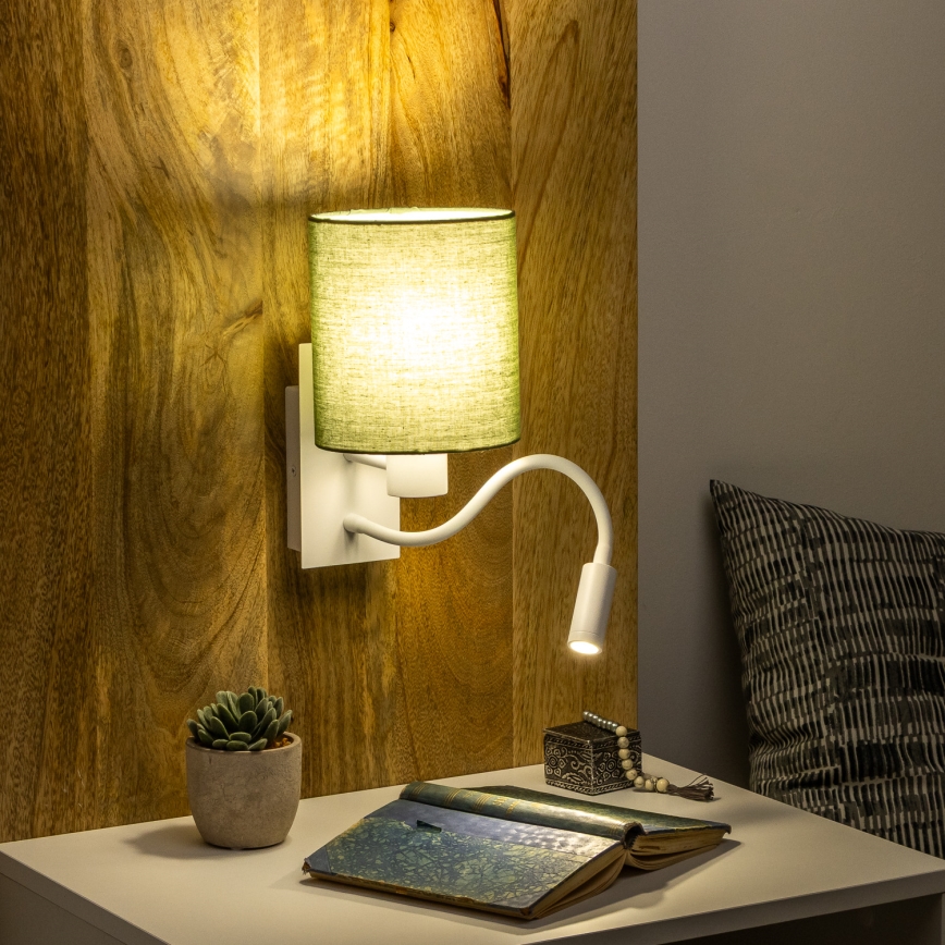 Brilagi - Flexible LED-Wandleuchte NUBILA 1xE27/25W/230V + LED/3W weiß/grün