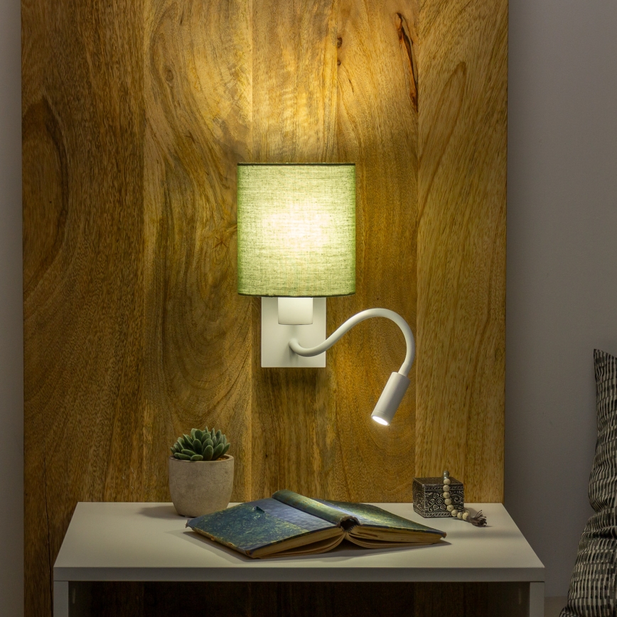 Brilagi - Flexible LED-Wandleuchte NUBILA 1xE27/25W/230V + LED/3W weiß/grün