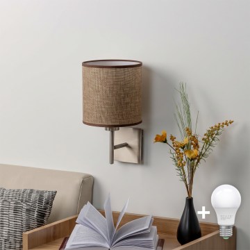 BRILAGI - LED-Wandleuchte NUBILA 1xE27/60W/230V mattchrom/braun